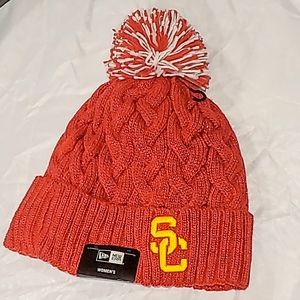 USC trojan sparkle red knit beanie fully lined